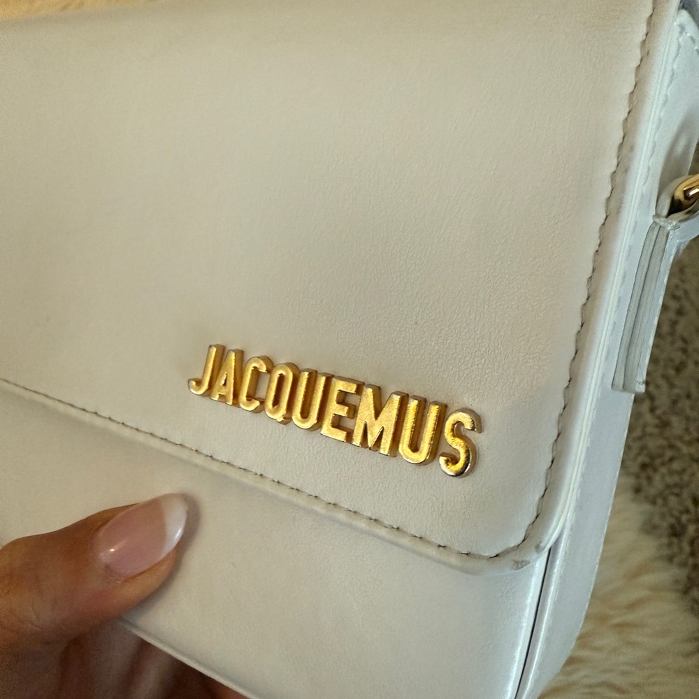 Jacquemus White and Gold Mini Bag with Flap Closure - Picture 8 of 10